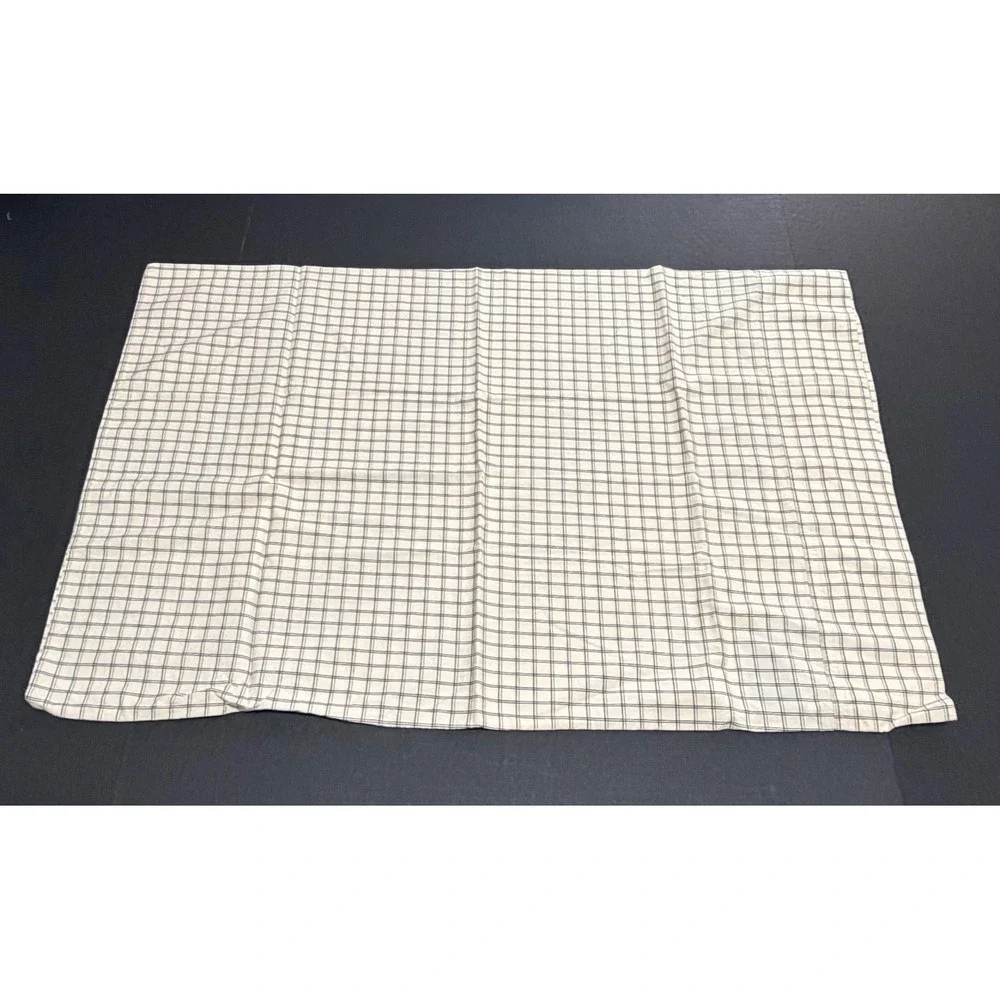 Ralph Lauren Home Standard Pillowcases Pair Cream Navy Windowpane Plaid Cotton